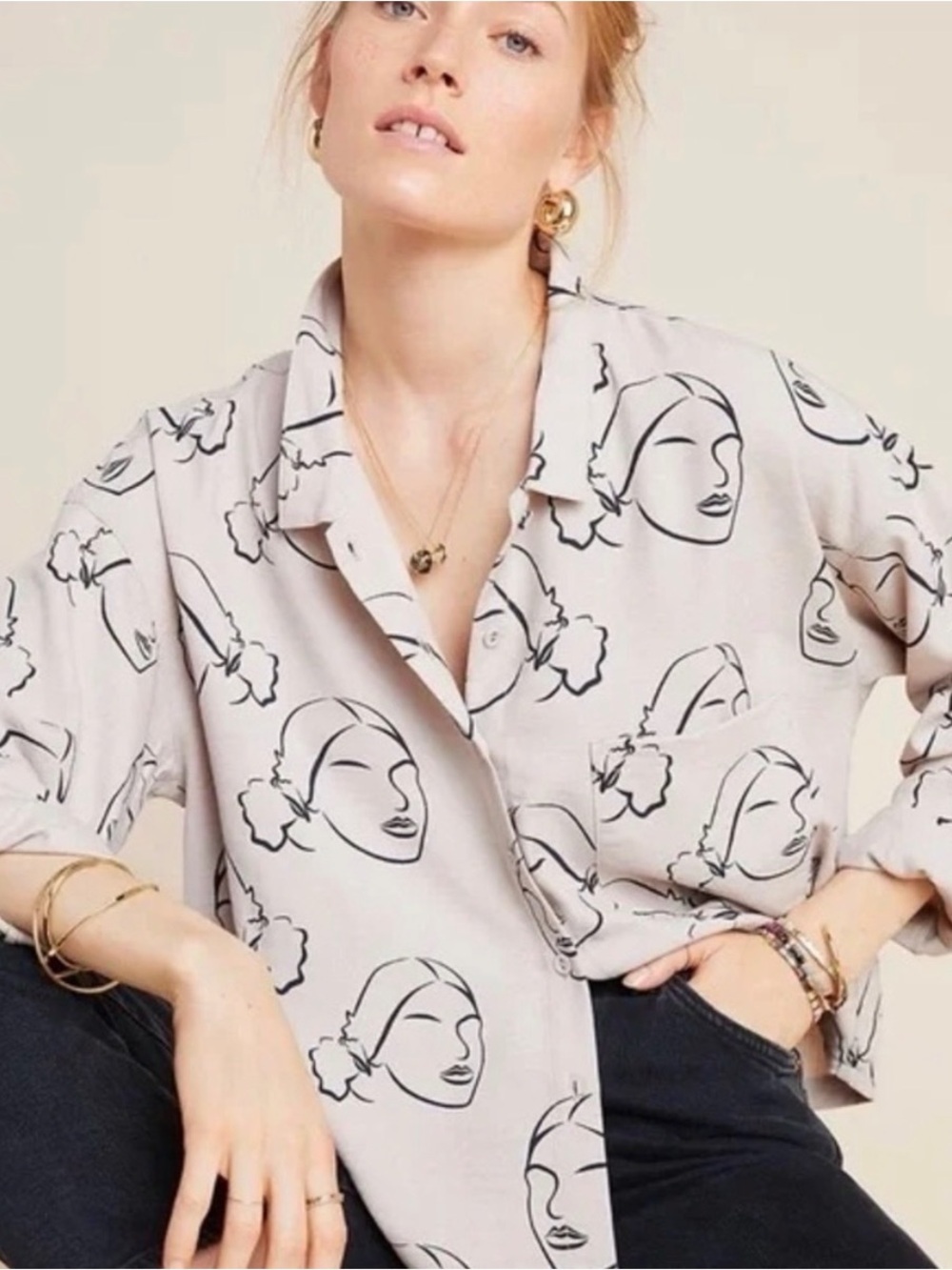 The Odells Faces Button-Down Top